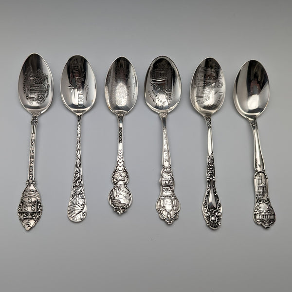 約 1900 年美國古董純銀紀念品湯匙 x6 茶匙大小總計 100 克